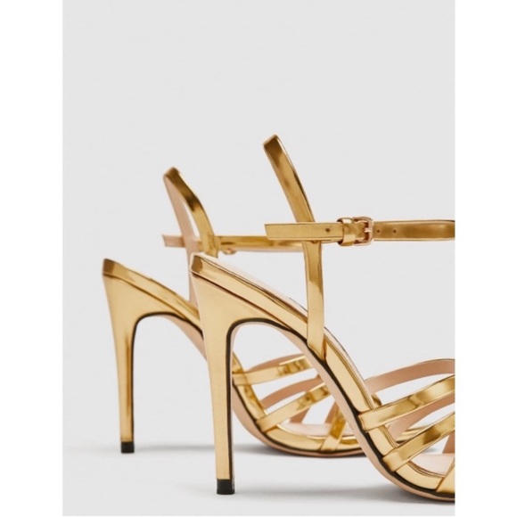 Zara Gold Strappy Heels sandals - Picture 11 of 13